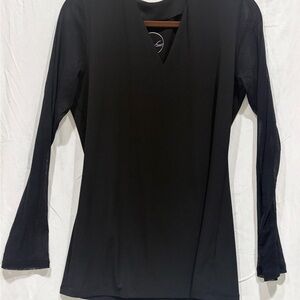 INC International Concepts Black Long Sleeve Top with sheer sleeves